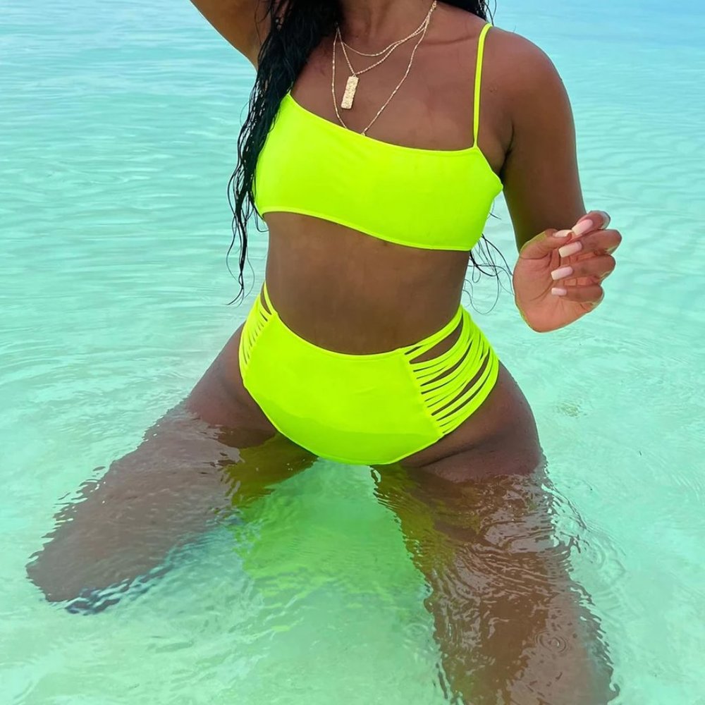 Neon Yellow Bikini -High Waisted